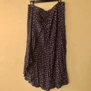 Madewell Spring Fling Navy Floral Faux Wrap Skirt